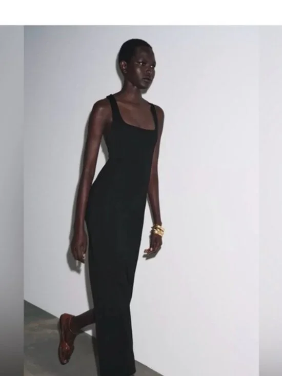 Classic Black Square-Neck Maxi Dress - Picture 2 of 2